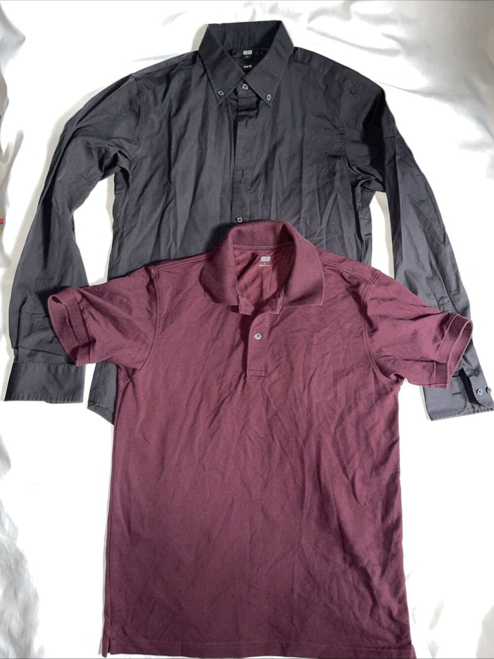2 Uniqlo Men’s Shirts Tennis Shirt & Long Sleeve Button Up Small